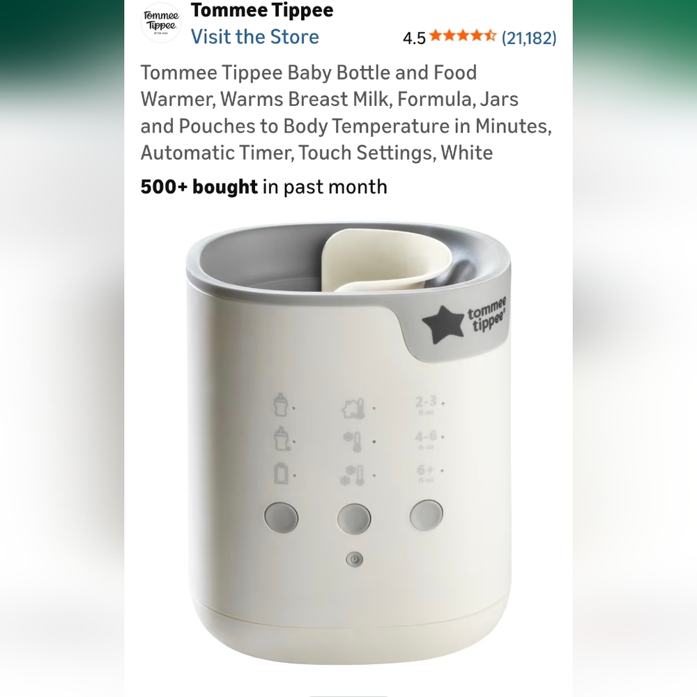 Tommee Tippee White Bottle Warmer
